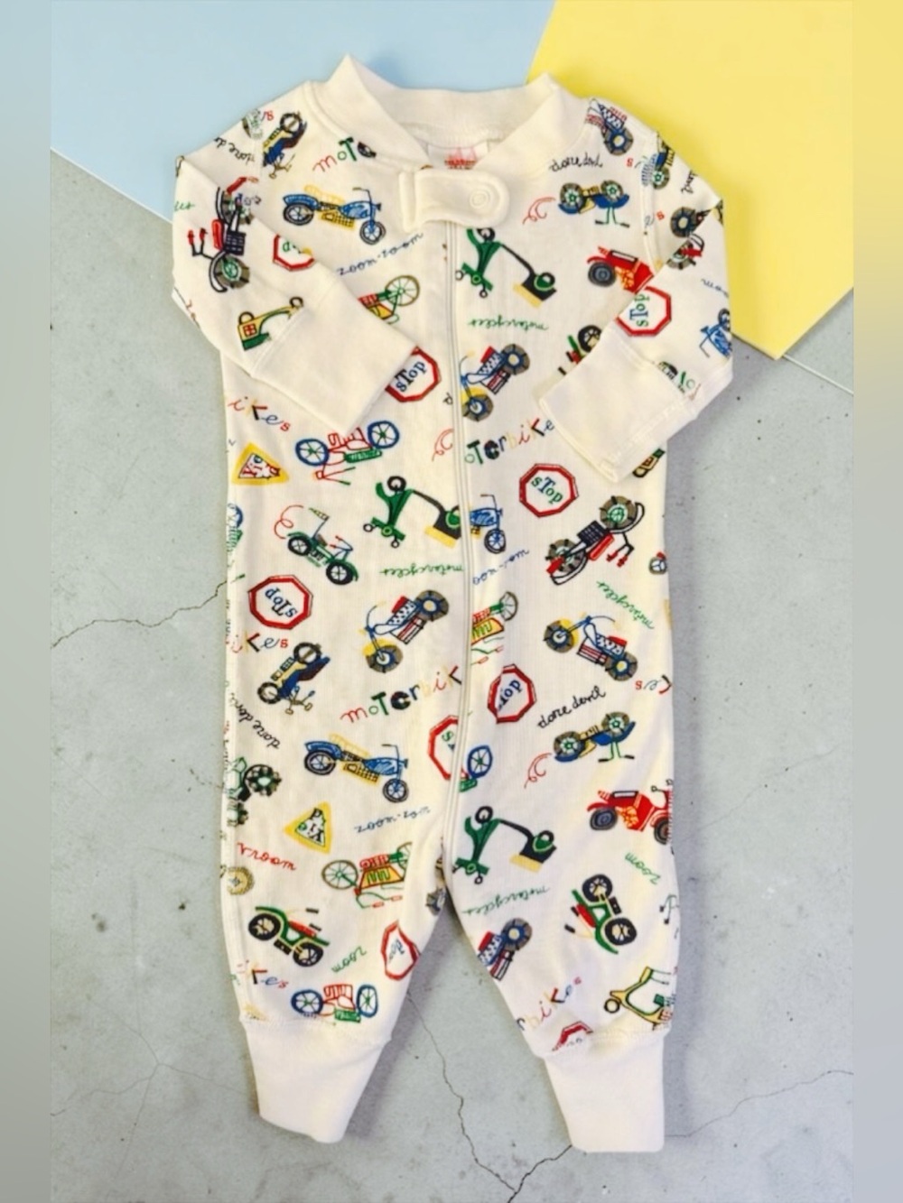 +NWOT Hanna Andersson Motorbike Print Zip Footie 0-3M Baby Boy Sleeper